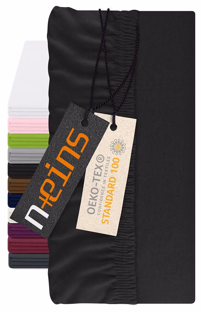Lenzuola per materasso topper in cotone al 100%, dimensioni 140-160 x 200 cm, colore nero