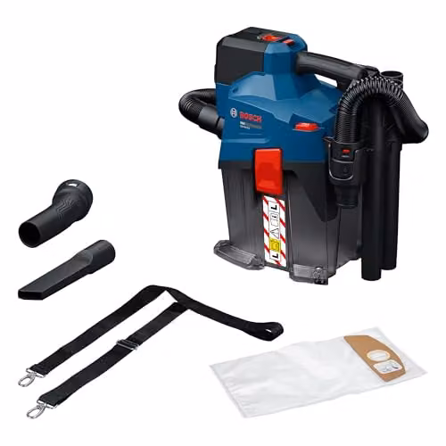 Bosch PRO 18V System Aspiratore a batteria GAS18V-6LS (incl. tubo flessibile, tubo a gomito, bocchetta per fessure, bocchetta per pavimenti, adattatore PT, tubi, borsa in tessuto)