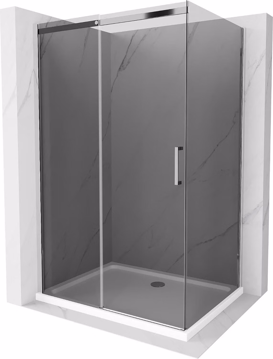 Mexen Omega cabina doccia scorrevole 120 x 100 cm, grafite, cromo + piatto doccia Flat, bianco - 825-120-100-01-40-4010