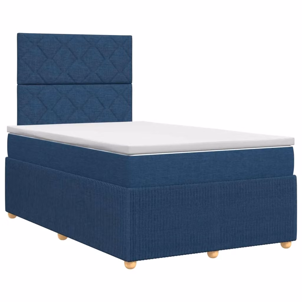 Letto box spring con materasso vidaXL in tessuto blu e bianco L/P: 120 x 200 cm – 2