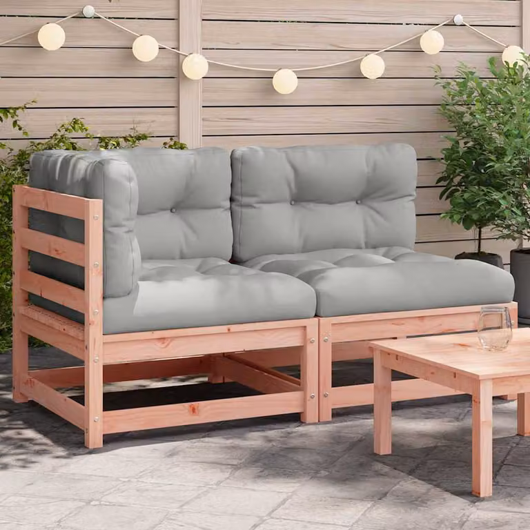 vidaXL Divano da Giardino a 2 Posti in Legno Massello con Cuscini Imbottiti Grigio e Marrone