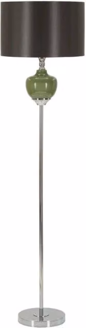 Lampada da terra Eva One in vetro verde e grigio con paralume in tessuto, H 160 cm, Ø 40 cm