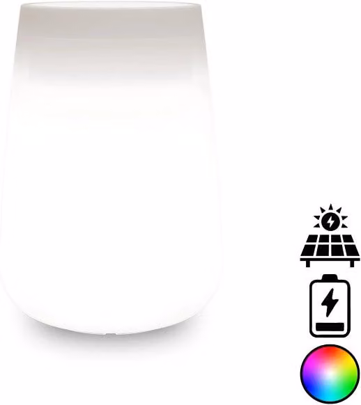 Vaso luminoso alto moderno di design Ø43 H75 in polimero resistente con LED multicolor con batteria e solare per interno ed esterno - Made in Italy