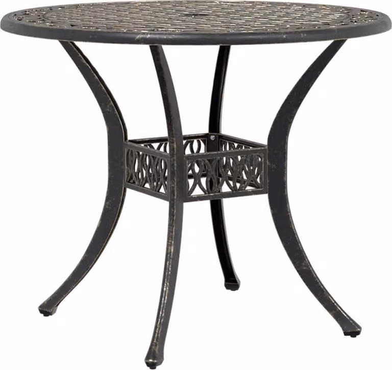 Tavolo da Giardino Bronzo Ø90x75 cm in Alluminio Pressofuso