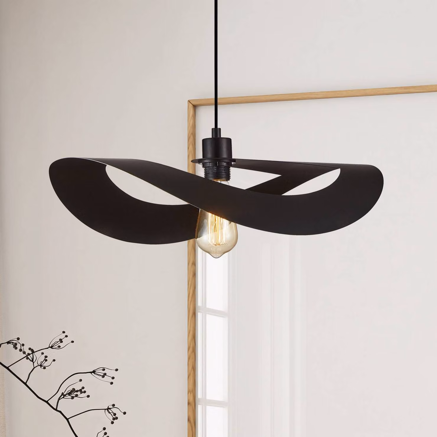 Viokef Lampada a sospensione Mas, dimmerabile, Nero, Soggiorno / Sala da pranzo, Metallo, Moderno, Lampada a sospensione