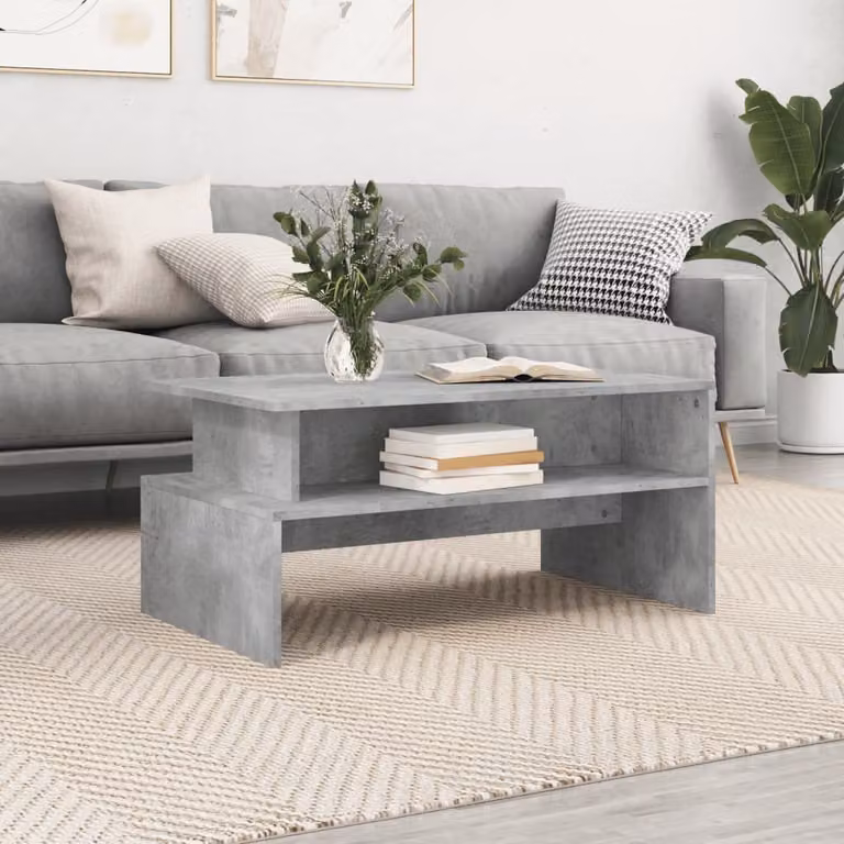 vidaXL Tavolino da caffè grigio cemento 90x55x42,5 cm materiale a base di legno - Tavolino da caffè - Tavolini da caffè - Tavolino basso - Tavolo