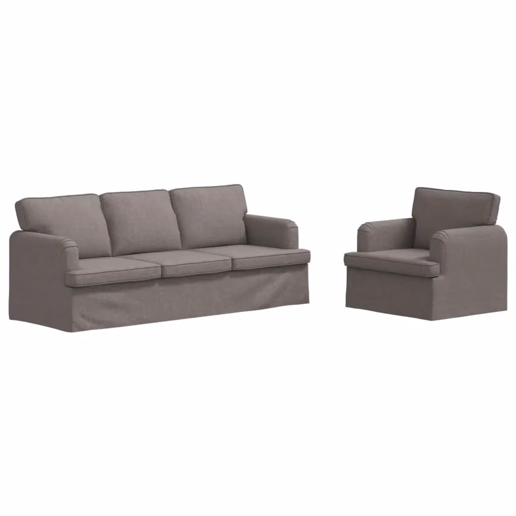 Divano moderno vidaXL in tessuto con struttura in metallo, set di 2 pezzi, grigio e nero, L: 201 cm, P: 144 cm, H: 85 cm – 2