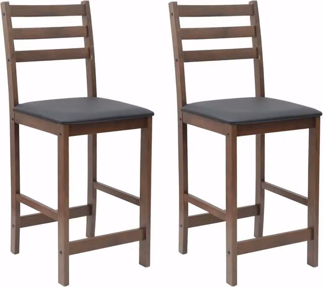 Set di 2 sedie da pranzo e cucina moderne in ecopelle marrone con struttura in legno di gomma, L: 40 cm, P: 47,5 cm, H: 99,5 cm – 1