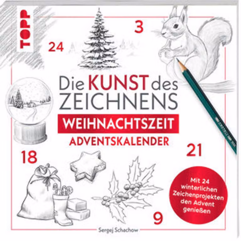 L'arte del disegno: Natale - Calendario dell'Avvento: Godetevi l'Avvento con 24 progetti di disegno a tema invernale (La serie "L'arte del disegno")