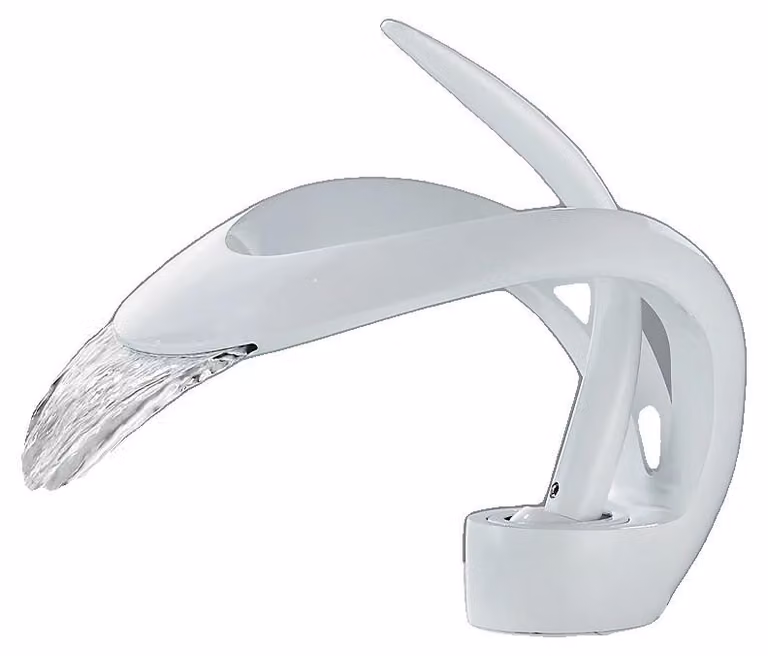 Miscelatore per lavabo, materiale: ottone, monocomando, colore: bianco, finitura: ottone