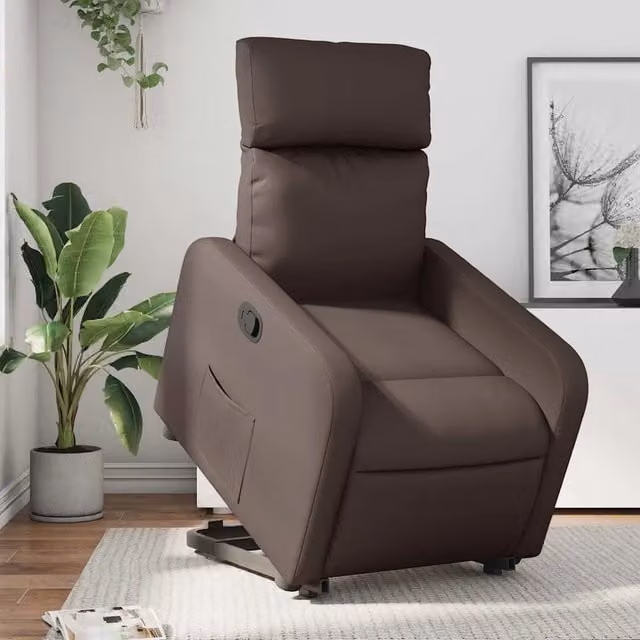 Poltrona Alzapersona Reclinabile vidaXL in Similpelle Marrone con Assistenza Elettrica per Senior