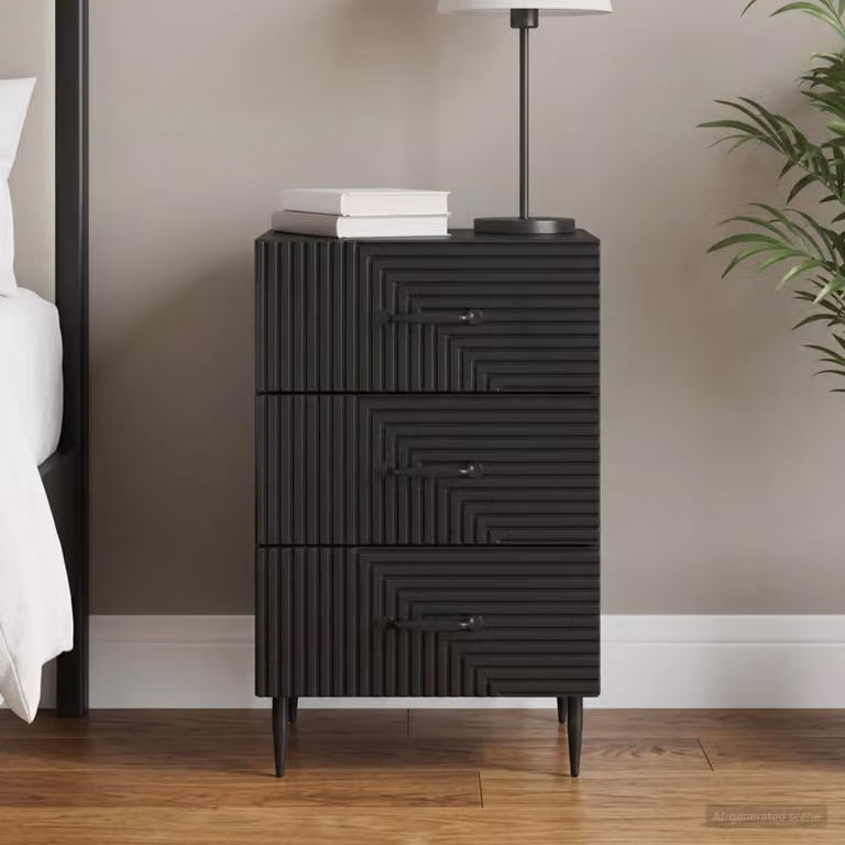 Armadio da notte moderno vidaXL in legno MDF nero L 43 cm, P 41 cm, H 66,5 cm