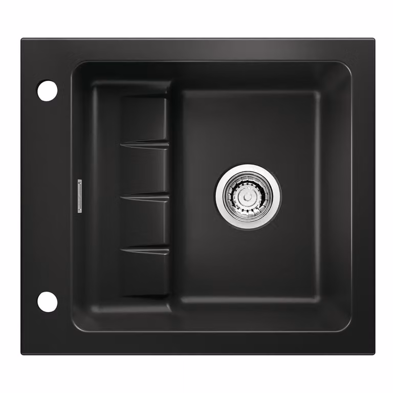 NABER 1091003 Lavello da incasso PickUP E con miscelatore girevole Premium, a partire da 600 mm di larghezza del mobile, in Vetroceramica. Nero