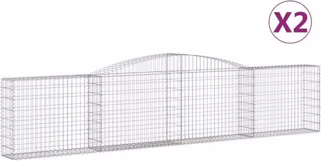 Cesti Gabbioni ad Arco 2 pz 400x30x80/100 cm Ferro Zincato