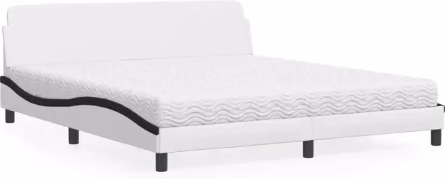 Letto con Materasso Dover vidaXL Bianco e Nero in Similpelle e Tessuto L/P: 180 x 200 cm