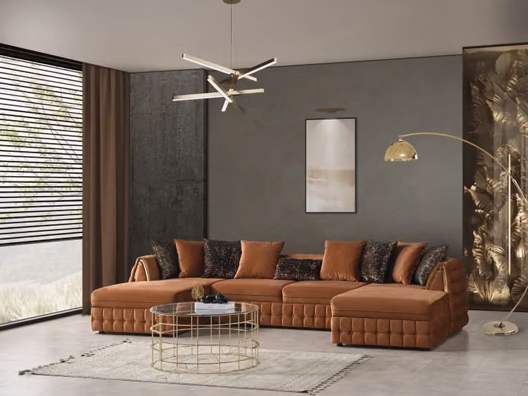 Sofa Ecksofa U-Form Textil Sofas Couch Polster Garnitur Moderne Couchen