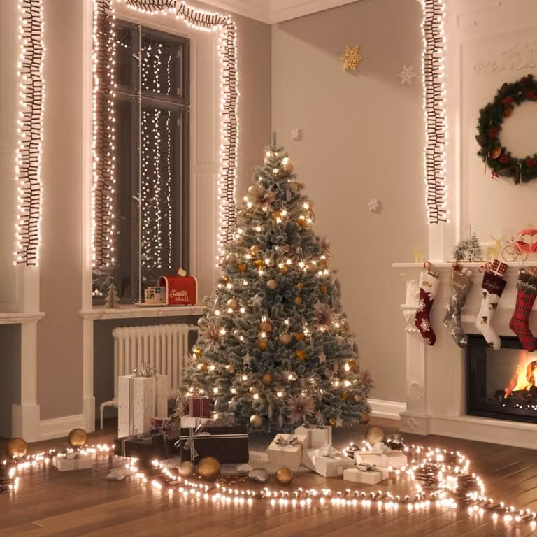 The Living Store Fata LED con 400 LED bianco caldo 7,4 m PVC