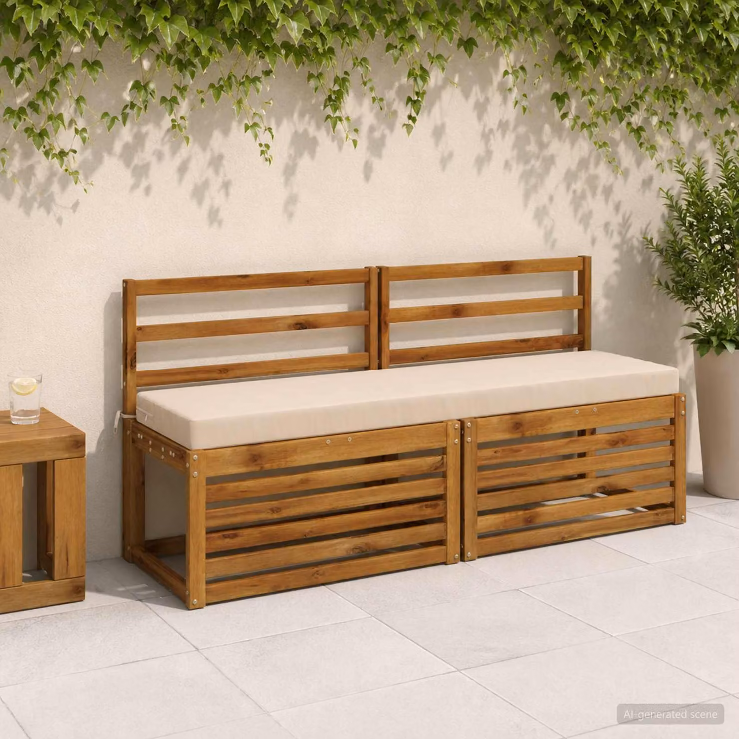 Set di 2 cuscini per panchina vidaXL in poliestere beige L 140 cm x P 40 cm x H 8 cm