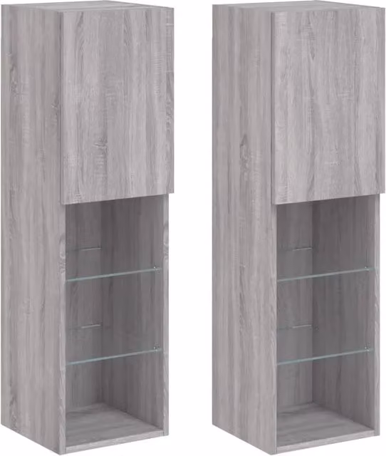 Mobili TV con Luci LED 2pz | Armadietto TV | Mobile Porta TV Grigio Sonoma 30,5x30x102 cm