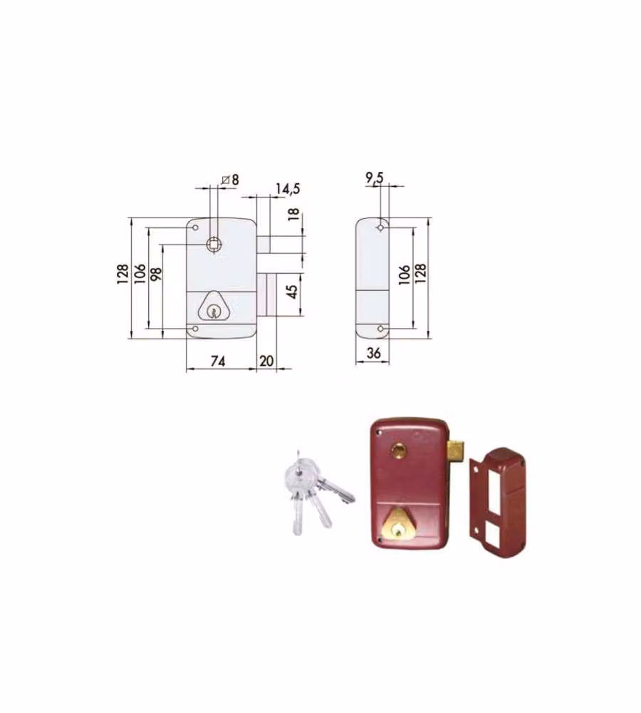 Serratura Applicare per Legno Dx 50211-45-1 Cisa
