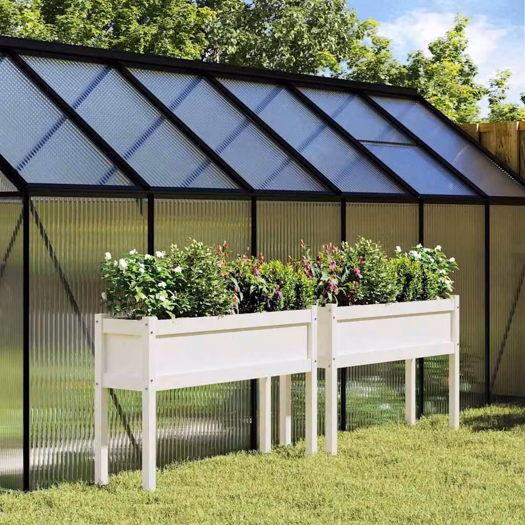 Set di 2 fioriere rialzate da giardino vidaXL in legno di pino massello con gambe bianche