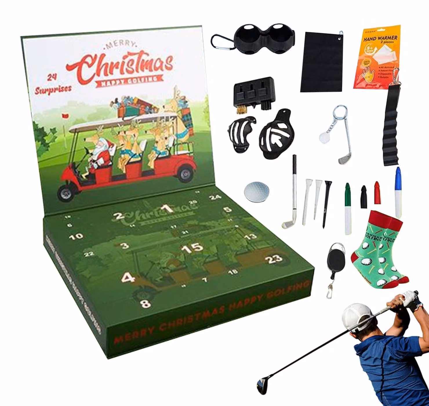 Calendario dell'Avvento a tema golf con 24 sorprese