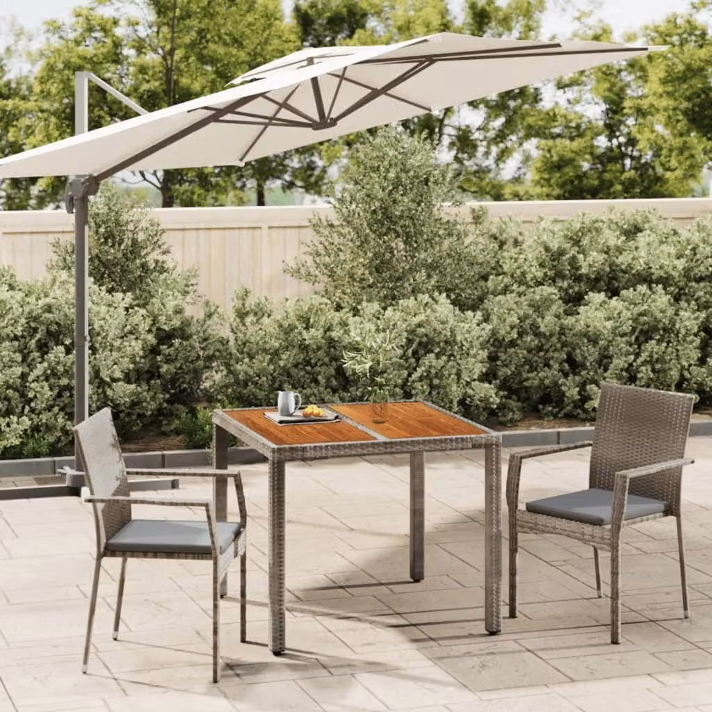 Maison Exclusive - Set da pranzo da giardino 3 pezzi con cuscini grigio in polyrattan