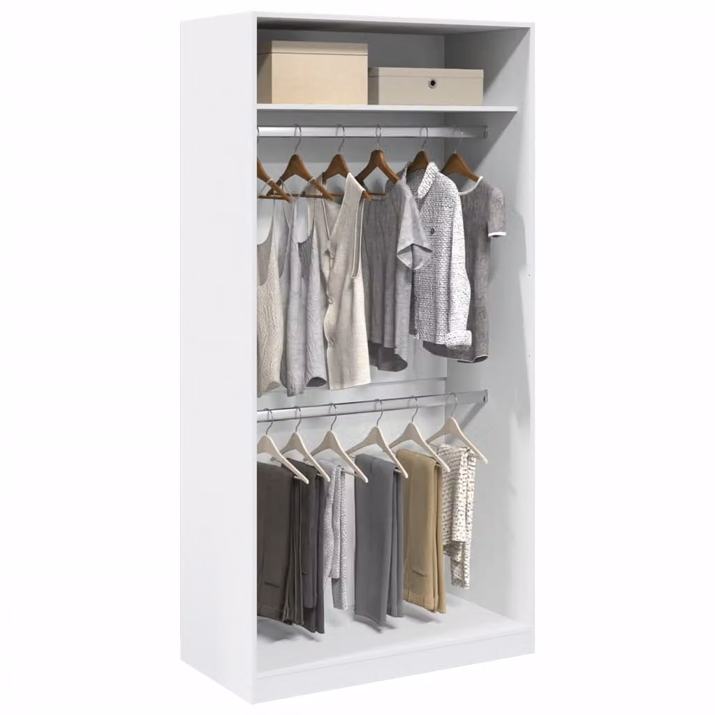 Armadio bianco vidaXL in legno e MDF con ante a battente L: 100 cm, P: 50 cm, H: 200 cm