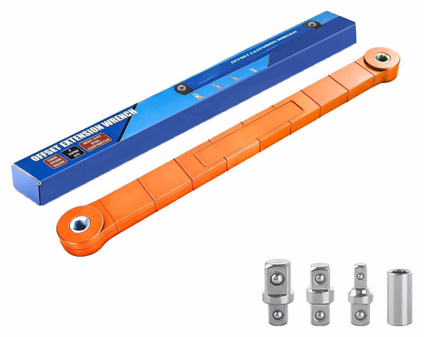 Chiave a bussola offset, lunghezza 39 cm, attacco 3/8 di pollice, con 4 adattatori, per la riparazione di automobili