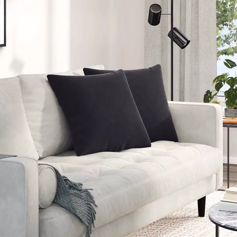 Set di 2 cuscini da divano quadrati vidaXL in tessuto a coste nero, L 50 cm x P 50 cm x H 50 cm