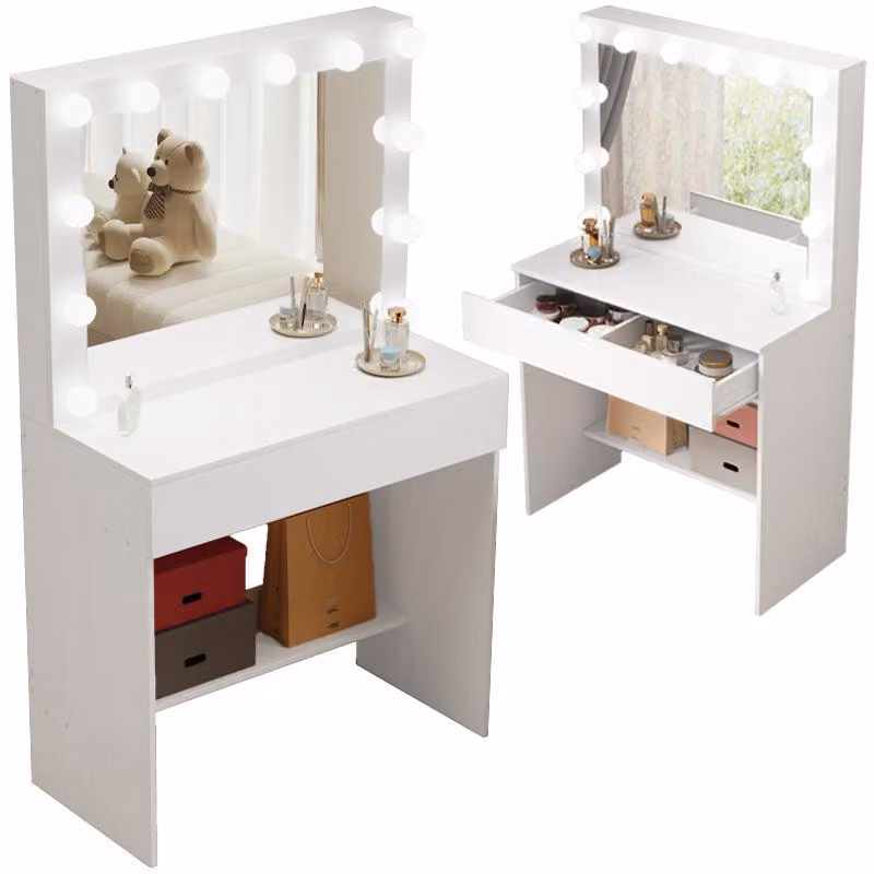 Toilette Da Trucco / Cosmetica Con Specchio Led – Moderna, Stile Loft – 80 Cm