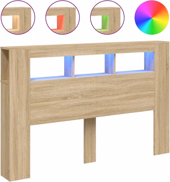 Testiera | Testata LED Rovere Sonoma 160x18,5x103,5 cm Legno Multistrato