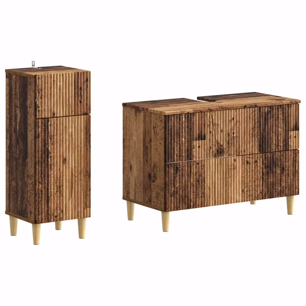 Set di mobili da bagno ARNHEM vidaXL composto da 2 pezzi in legno marrone con vanità e mobile laterale moderno – 2