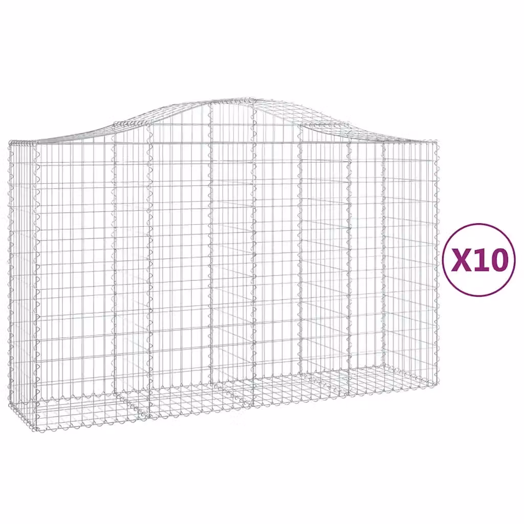 Set di 10 Cesti Gabbioni ad Arco Videx in Acciaio Zincato Colore Argento L/P/H: 200 x 50 x 120/140 cm – 2