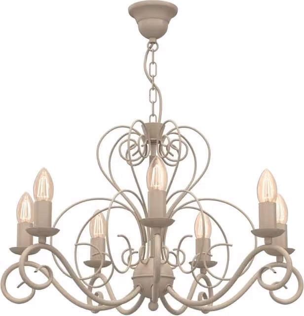Lampadario decorativo Mauro Luminex in metallo beige con 7 luci E14