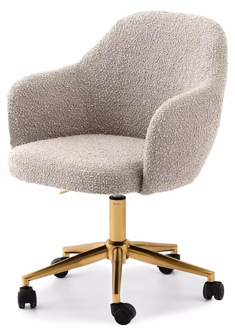 Sedia girevole imbottita NATHALY - beige / oro
