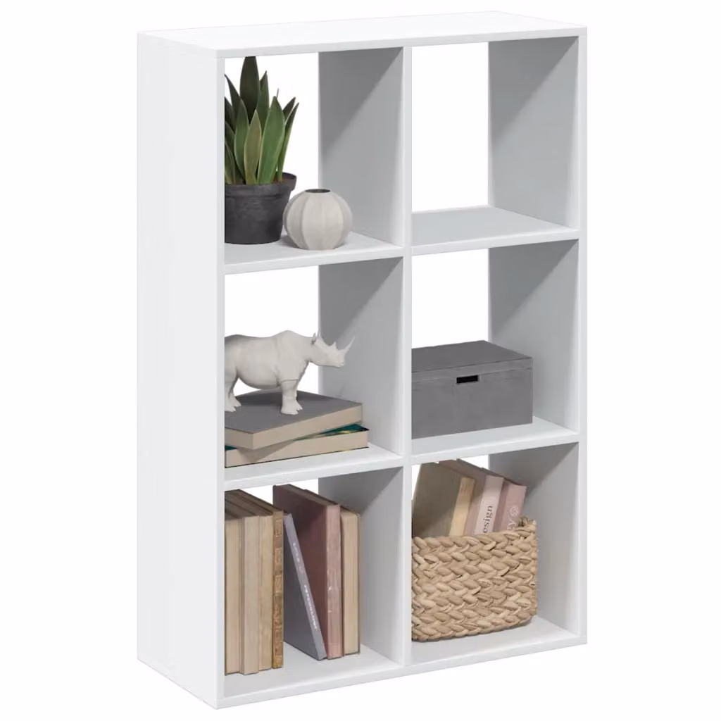 Libreria Divisorio Moderna vidaXL Bianca in MDF con Design Geometrico L: 69,5 cm, P: 29 cm, H: 103,5 cm