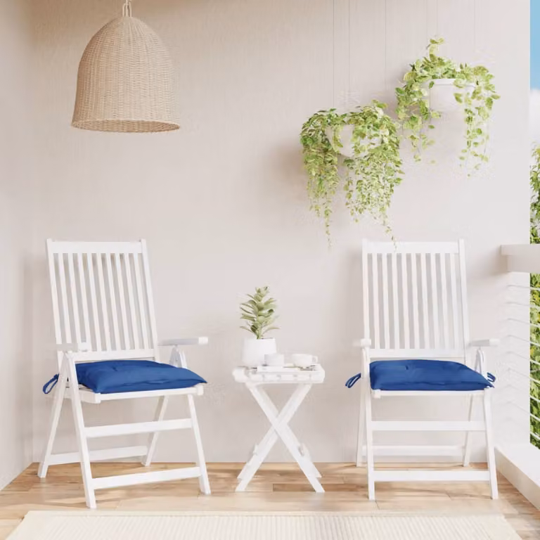 Set di 2 cuscini quadrati per sedia vidaXL in tessuto Oxford blu, idrorepellenti e traspiranti, L 40 cm x P 40 cm x H 7 cm