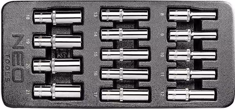 NEO TOOLS Prese lunghe 1/2", 8-21 mm, set di 14 pezzi, inserto