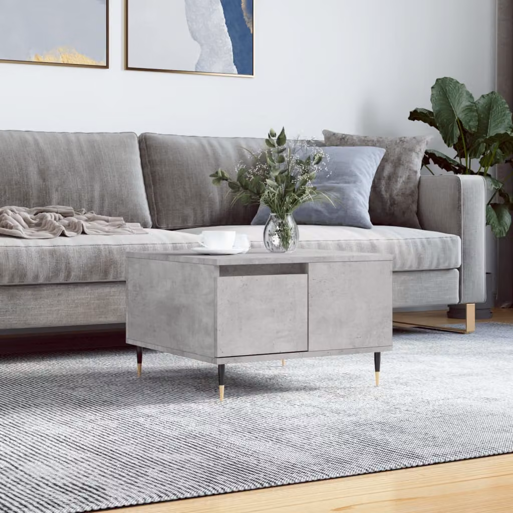 vidaXL Tavolino da Salotto Moderno Quadrato Grigio con Struttura in Metallo e Piano in Composito L: 55 cm, P: 55 cm, H: 36,5 cm