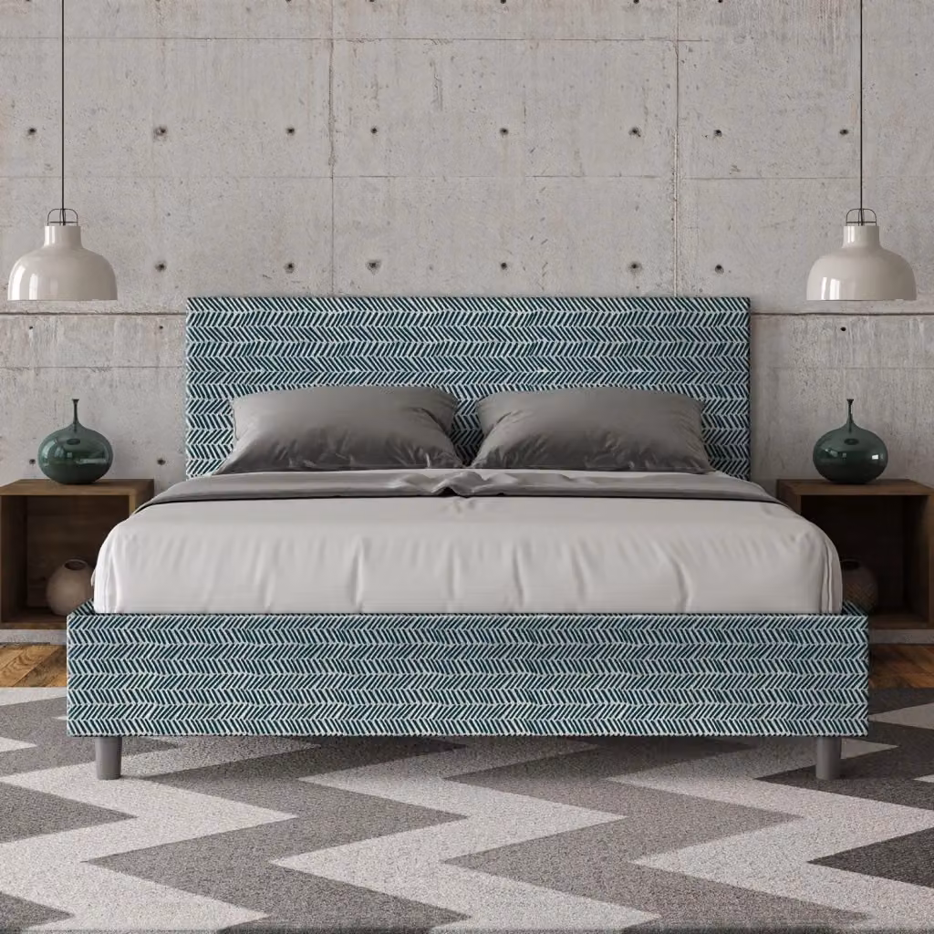 Letto Matrimoniale Adele Aragona GIORDANOSHOP Blu L/P/H: 160 x 200 x 106 cm – 2