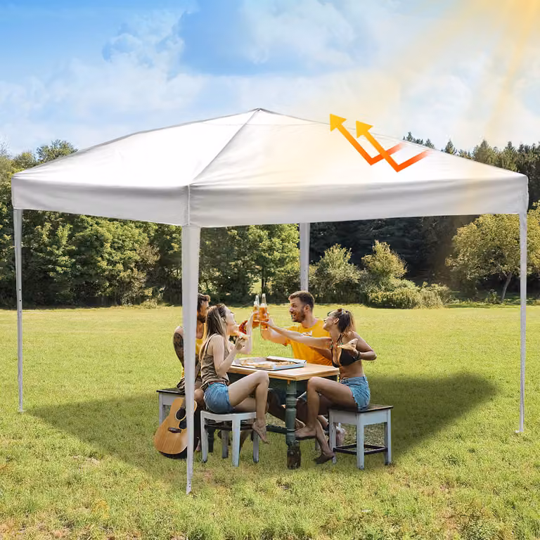 Gazebo pieghevole Izrielar 3x3 m impermeabile – Gazebo pieghevole con protezione UV 50+, tenda da giardino e tenda da festa, ideale per giardino, campeggio, matrimoni e spiaggia Bianco