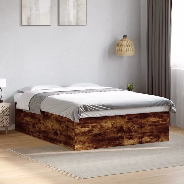 Letto Giroletto vidaXL in Legno Rovere Fumo L/P/H: 203 x 150 x 30 cm