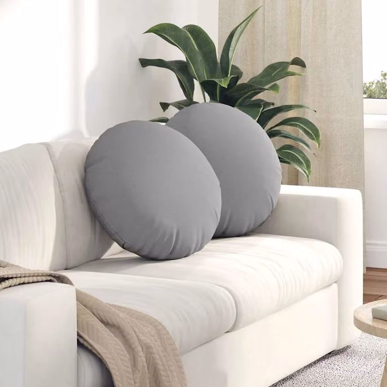 Set di 2 cuscini per seduta rotondi vidaXL in tessuto grigio Ø50 x 19 cm