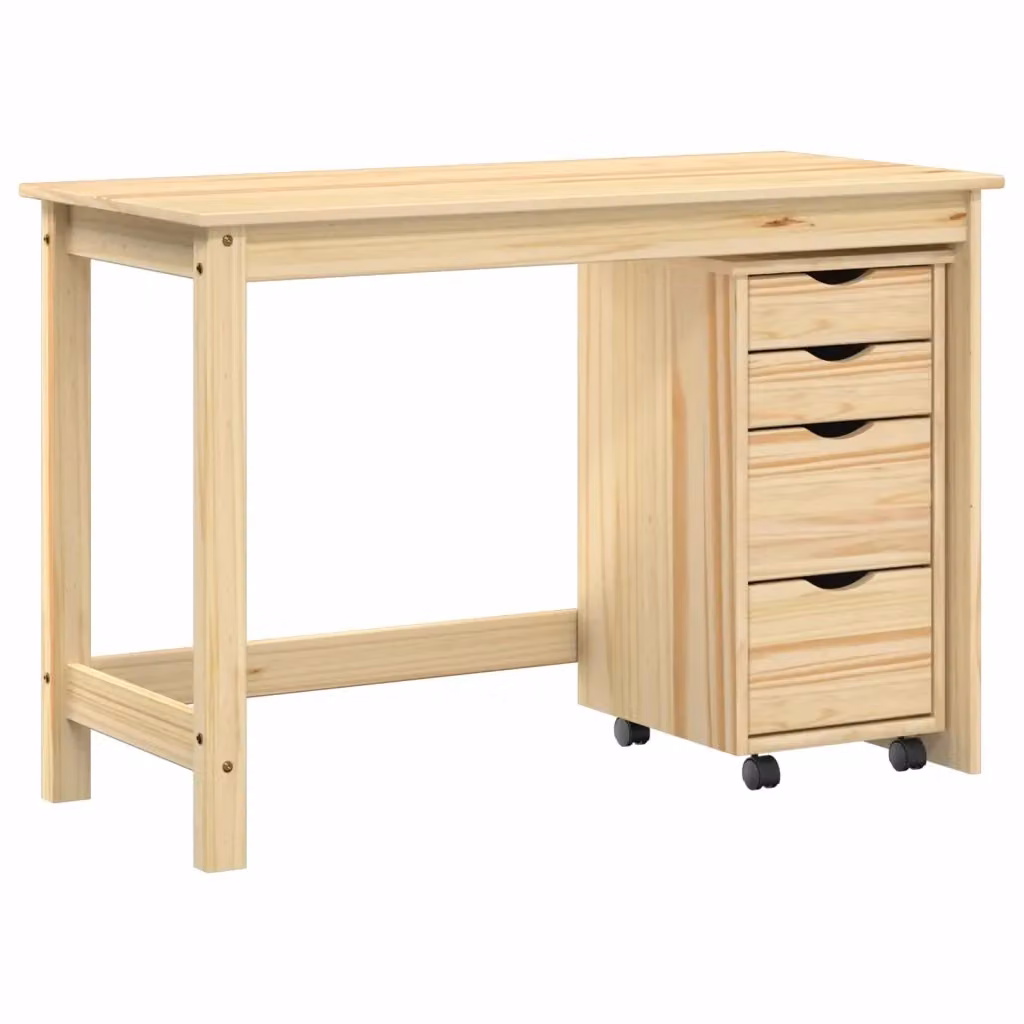 Set scrivania e mobiletto su ruote MOSS vidaXL in legno color marrone e beige per home office – 2