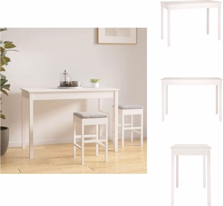 vidaXL Tavolo da pranzo bianco 110x55x75 cm in legno di pino massiccio - Tavoli da pranzo