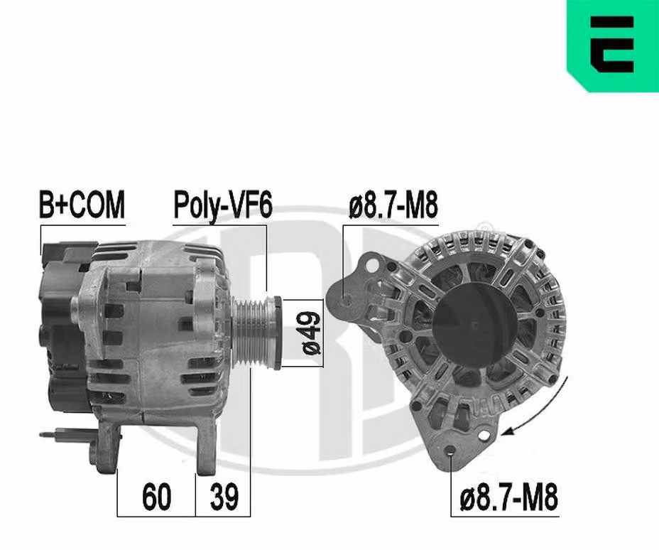 ERA 209218 Alternatore LiMa 110 A 14 V per VW GOLF VI (5K1), Polo hatchback (6R1, 6C1), GOLF PLUS (5M1, 521), Caddy III station wagon, Golf VI Variant