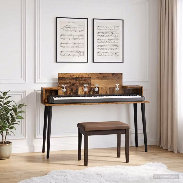 Scrivania da studio moderna vidaXL in legno color marrone L: 130 cm, P: 36 cm, H: 19,5 cm