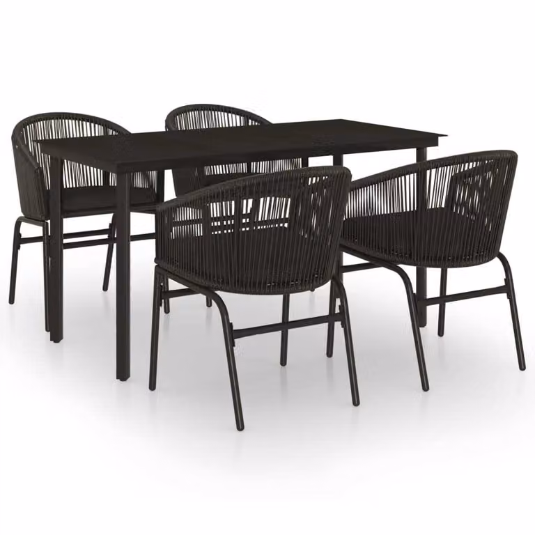 Set da Pranzo per Giardino 5 pz Nero