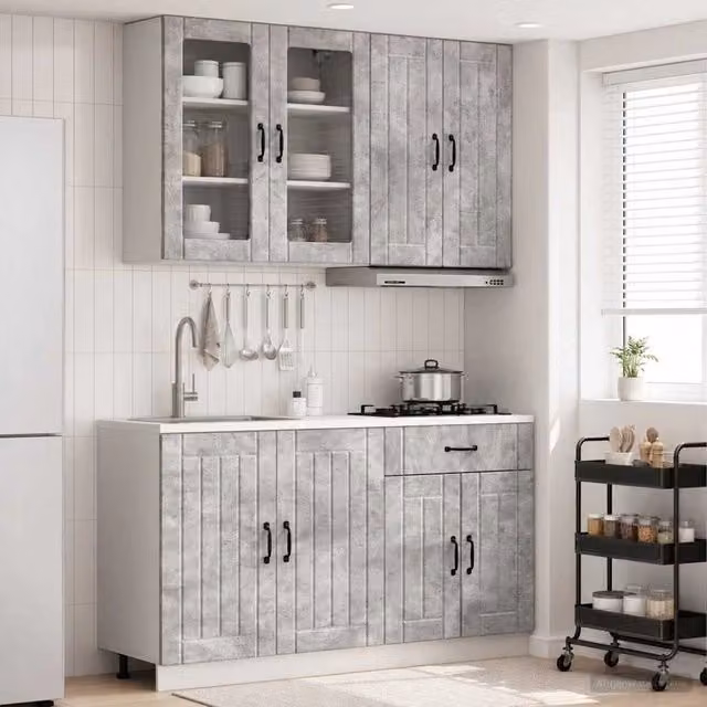 Unità Cucina LUCCA 4 pz Grigio Cemento Legno ingegnerizzato 3438318